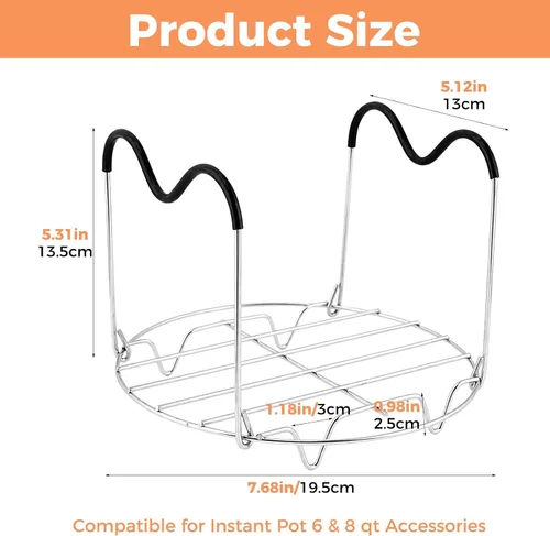 Vista 2 de Steamer Rack Trivet Compatible for 6 & 8 Qt Cooling Rack Trivet Accessory