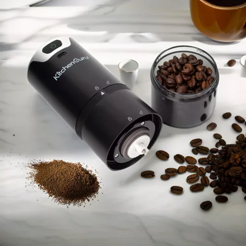 Vista 5 de Levare - Molinillo de café recargable, molinillo de café inalámbrico con rebabas de cerámica, funciona con batería de bajo ruido, ajustes