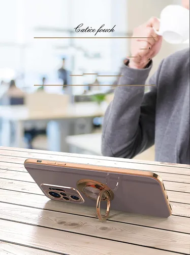 Vista 3 de Redmi Note 10 Pro - Funda con soporte 360 y soporte para automóvil, protección delgada galvanizada, color rosa