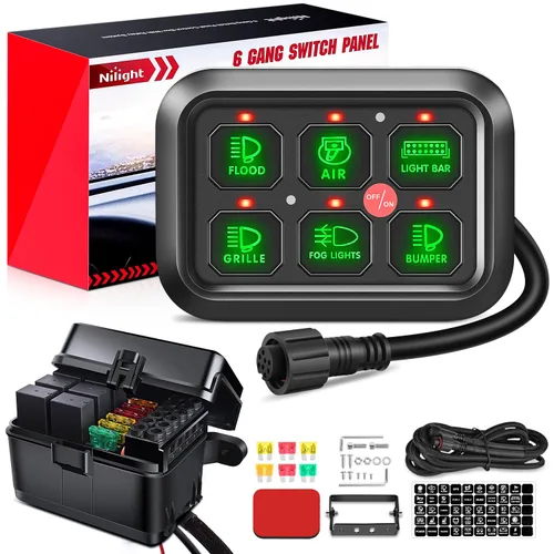 Vista 27 de Nilight Sistema de relé de control de circuito azul 12V 24V del panel