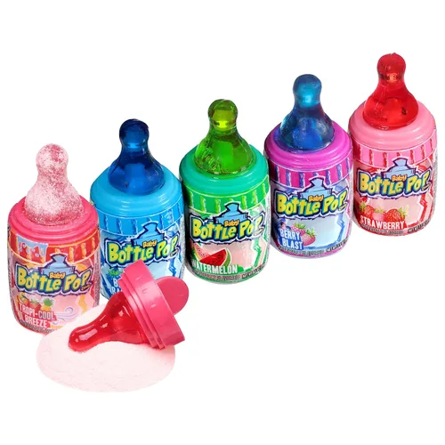 Vista 7 de Baby Bottle Pop - Piruletas con polvo de inmersión en sabores surtidos, 18 piezas, 1.1 onzas