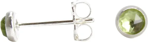 Vista 10 de Aretes de tuerca con piedras preciosas para mujeres y niñas, bisel redondo de 0.157 in de plata esterlina 925