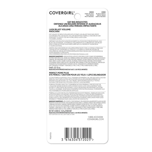 Vista 2 de Covergirl - Máscara Lash Blast Volumen (Negro muy oscuro) & Delineador de ojos Perfect Point Plus (Negro Onyx) - Pack de 2