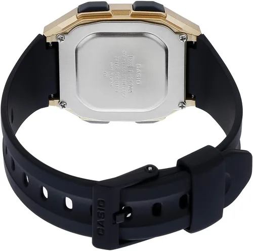 Vista 4 de Casio F-201WAM-9A banda de resina oro reloj digital LED luz impermeable F-201, Oro, Digital