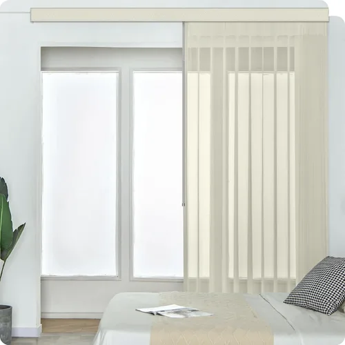 Vista 7 de Graywind Persianas verticales transparentes manuales de tamaño personalizado, ajustan la luz, tela transparente, control sin varilla, privacidad