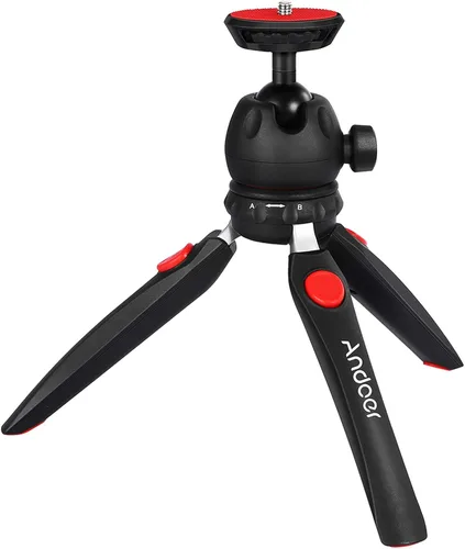 Vista 11 de Andoer H20 Mini trípode de mesa portátil plegable para cámara de teléfono con cabeza de bola extraíble con tornillo de 1/4 pulgadas