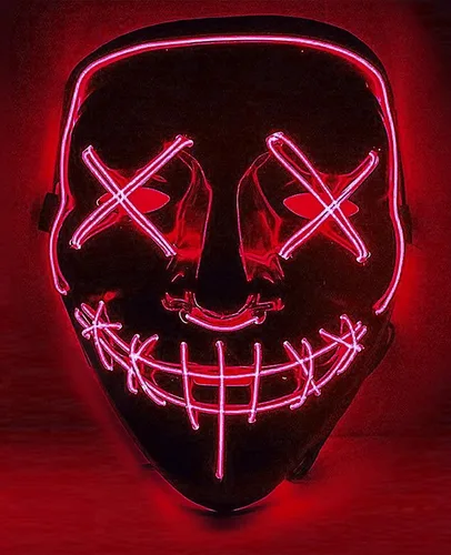Vista 6 de Máscaras con luz LED de Halloween máscara brillante de purga aterradora para adultos adolescentes niños Halloween cosplay fiestas