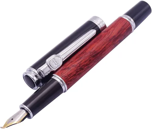 Vista 2 de Jinhao Nature - Pluma estilográfica de madera de rosa doblada (fina a ancha), pluma Fude para caligrafía, dibujo artístico y escritura a mano Rosa