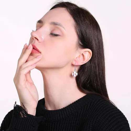 Vista 2 de Aretes colgantes de pelota deportiva aretes de fútbol, baloncesto, fútbol, voleibol, béisbol para mujeres fanáticos
