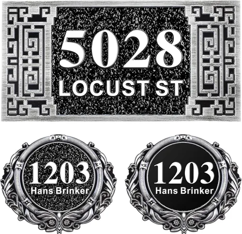 Vista 65 de Letrero de dirección fundido personalizado con número de casa, placa de dirección de casa de 12 pulgadas, letrero de número de Steet House