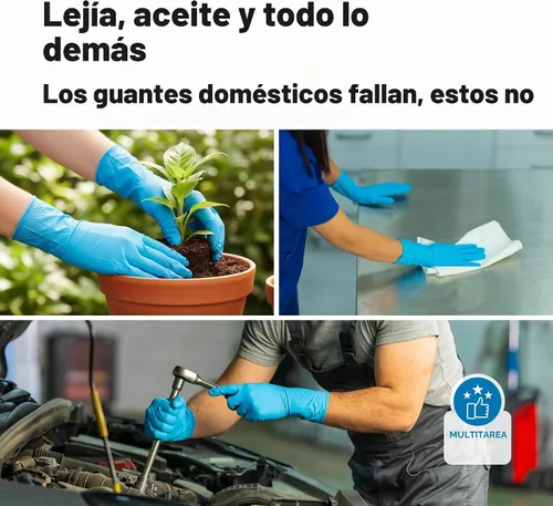 Vista 3 de Raxwell 8.5 Mil Nitrile Gloves, Heavy Duty Cleaning Gloves, For Adults 8.5 Mil Support, Forearm Coverage, Textured Grip, Chemical Resistant