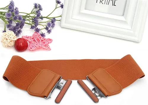 Vista 3 de Cinturón de vestir elástico ancho para mujer, cinturón de cintura elástica, cinturón de cintura elástica, cinturón de cintura con hebilla d656