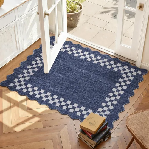 Vista 92 de GarveeHome Alfombra lavable de 5 x 7 pies para sala de estar, alfombra Beige festoneado