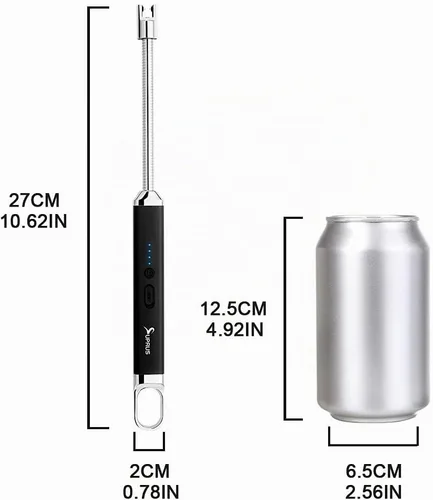 Vista 7 de SUPRUS Encendedor USB recargable de arco eléctrico con interruptor de seguridad, cuello flexible de 360°, parrilla sin llama, encendedores largos