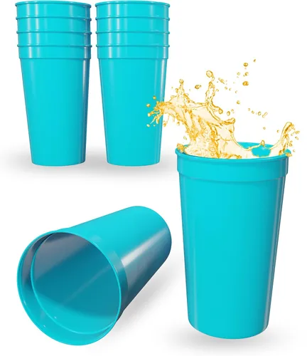 Vista 14 de PartyPrints Paquete de 100 vasos de plástico en blanco reutilizables de 10 a 12 onzas, vasos de estadio a granel, sin BPA, aptos para lavavajillas