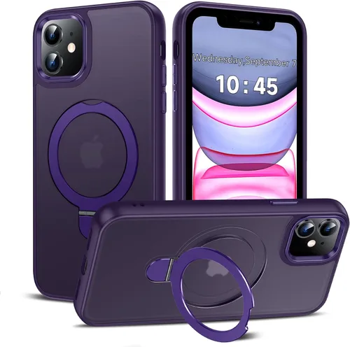 Vista 16 de LeYi Funda para iPhone 11 para MagSafe con soporte magnético, color negro