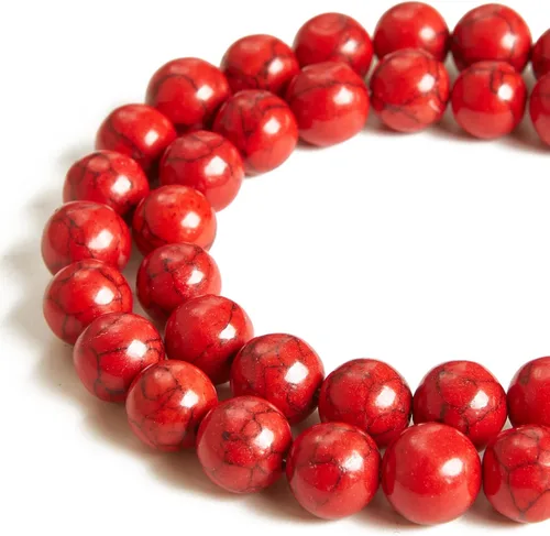 Vista 20 de 60 piezas de cuentas de turquesa africana natural de 6 mm, cuentas de piedras preciosas naturales, cuentas sueltas redondas para hacer joyas