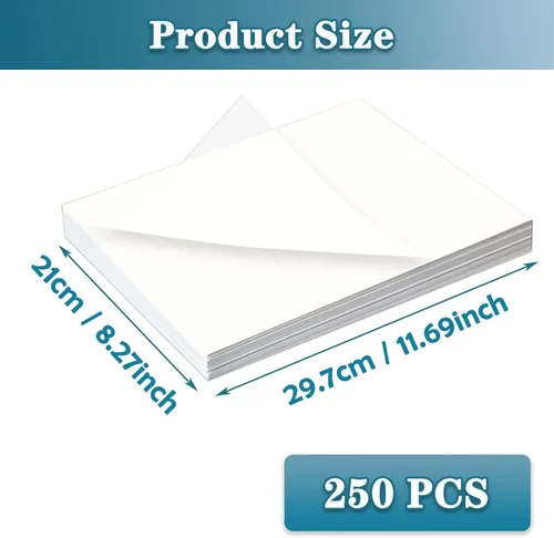 Vista 2 de Papel de calco, papel de dibujo, 250 hojas, papel de transferencia, tamaño A4, 8.3 x 11.7 pulgadas, bloc de papel de calco, blanco, translúcido