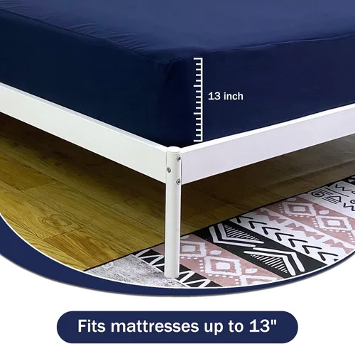 Vista 5 de Bedecor Sábana bajera tamaño Queen que se ajusta cómodamente en su lugar, 1 sábana inferior, de microfibra elástica suave, bolsillo estándar