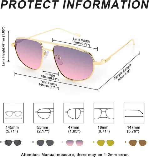 Vista 6 de FEISEDY Gafas de sol estilo aviador retro de moda para mujeres y hombres, de los años 90, pequeñas gafas vintage con estilo de metal dorado ovaladas