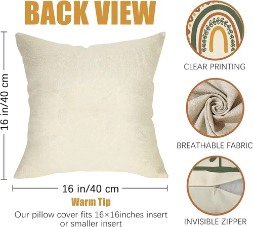 Vista 3 de Fahrendom Fundas Decorativas para Cojines de Aventura Boho 16 x 16 Pulgadas Juego de 4, Funda de Almohada Bohemia Arcoíris Montaña Bosque Porche