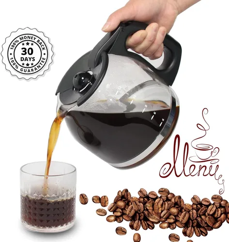 Vista 6 de Jarra de café de repuesto para 12 tazas compatible con cafetera Mr. Coffee, repuesto # PLD12 PLD12 serie PLD12-RB, mango negro