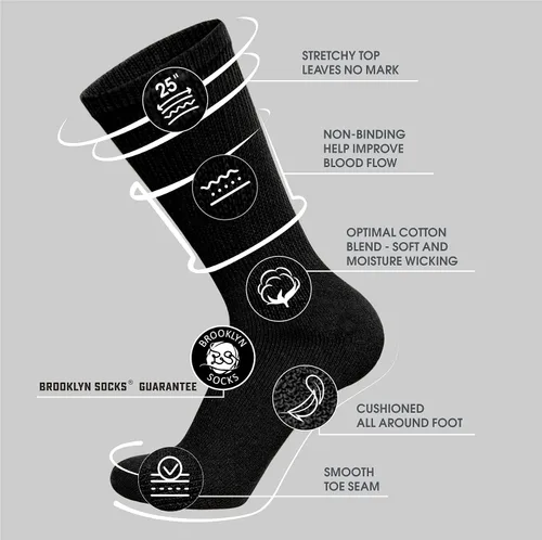 Vista 2 de 6 pares de calcetines tipo crew de algodón para diabéticos sin compresión para neuropatía