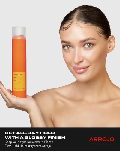 Vista 2 de Arrojo Fierce Firm Hold Hairspray – Laca para el cabello de fijación firme sin sulfatos ni parabenos – Spray de brillo antihumedad para todo