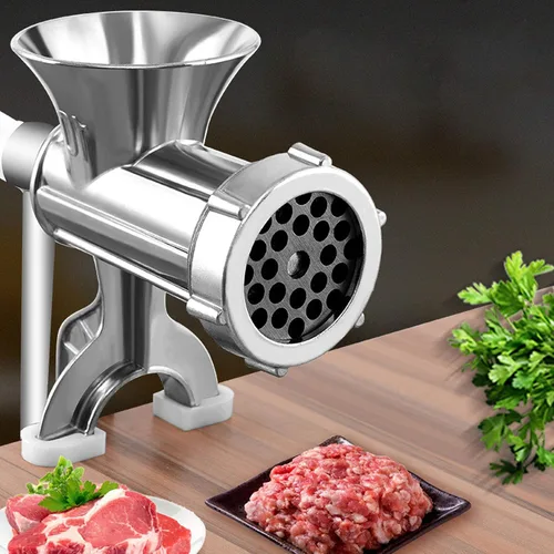 Vista 9 de Molinillo de carne manual de aleación de aluminio, multifuncional para el hogar, máquina de salchichas para el hogar, picadora de carne, pimienta