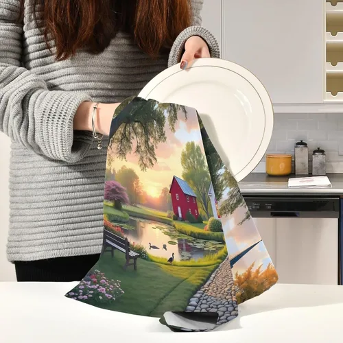Vista 6 de GAIREG Paños de cocina retro para hornear, 28 x 18 pulgadas, toallas de mano impresas absorbentes