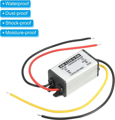 Vista 4 de PATIKIL DC 12V 24V a DC 5V 1A 5W convertidor de energía regulador de aluminio Shell para sistema solar LED