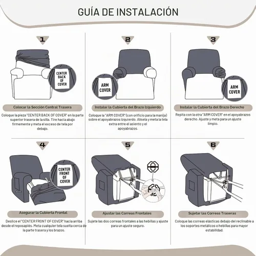 Vista 6 de VANSOFY - Fundas elásticas para sillas reclinables, 4 piezas, color verde frijol Washable, 1 Seater, Jacquard Soft, Full Cover, Elastic Bottom