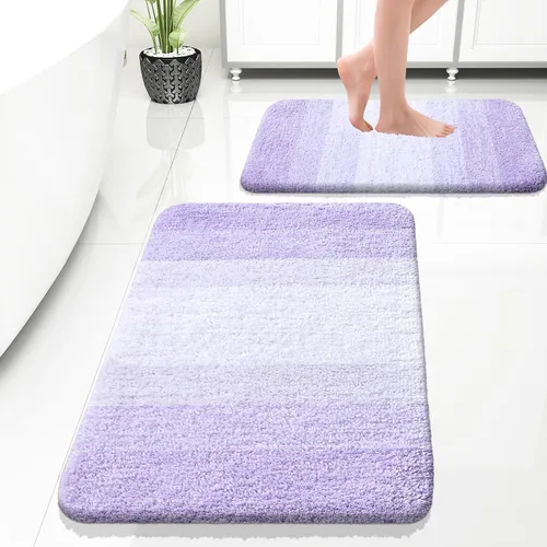 Vista 88 de OLANLY - Juego de tapetes para baño de 2 piezas, de microfibra, suaves y absorbentes, antideslizantes, lavables a máquina y para secadora, felpudos