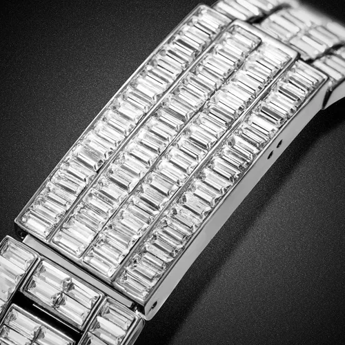 Vista 7 de PLADEN Men 42mm Ice Diamond Inlaid Simulated Lab Diamond Fashion Crystal Watch Luxury Gold Silver Quartz Watch Hip Hop Rap Wrist Watch
