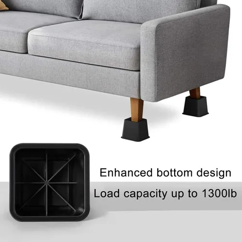 Vista 4 de TOPROAD Elevadores de muebles de cama ajustables, elevadores de cama apilables en alturas de 4, 6 o 9 pulgadas, elevadores de muebles resistentes