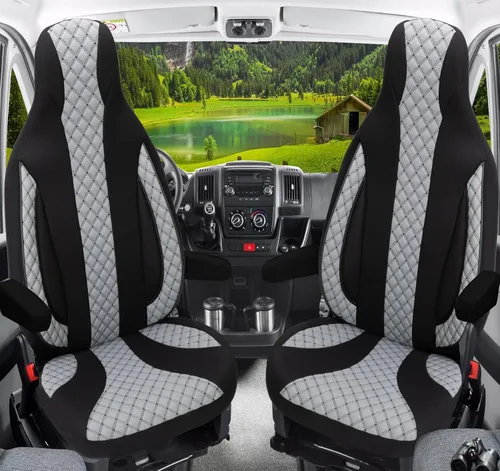 Vista 2 de Bremer SITZBEZÜGE Motorhome Seat Covers Ford Transit Custom Vanestro Atlantic Titanium WPL401 WPL401 - Black/Grey