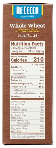 Vista 6 de De Cecco Pasta Fusilli trigo entero, 13.25 oz