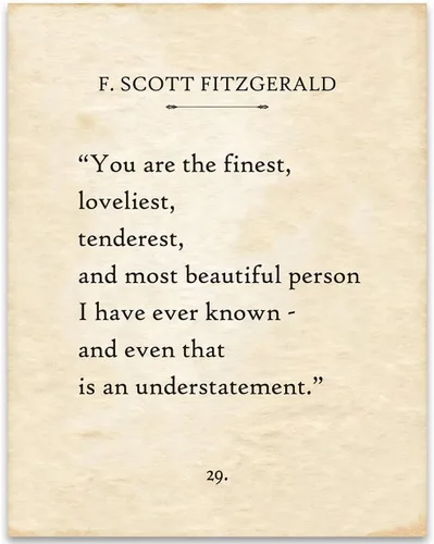 Vista 7 de F. Scott Fitzgerald - You Are The Finest - Impresión enmarcada de 11 x 14 pulgadas, elegante regalo de aniversario y boda, arte de pared literario