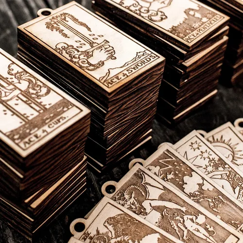 Vista 2 de Ornament - Tarot Deck - Set of 78 - Raw Wood 2x3in