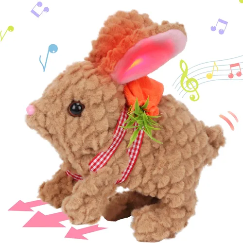 Vista 55 de Hopearl - Conejo saltarín con campana, interactivo, mascota electrónica de peluche con sonidos y movimientos, orejas que se mueven y nariz que se