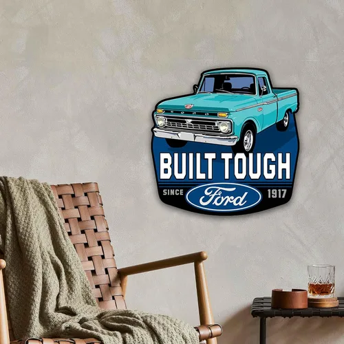 Vista 34 de Ford Logo Evolution - Letrero de metal vertical en relieve – Letrero vintage de Ford para garaje o cueva de hombre