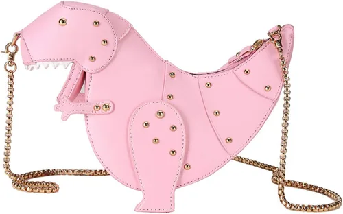 Vista 17 de QZUnique Bolso de hombro de tiburón de dinosaurio para mujer, diseño de animales 3D, con cremallera, bolso cruzado tipo mensajero para niña