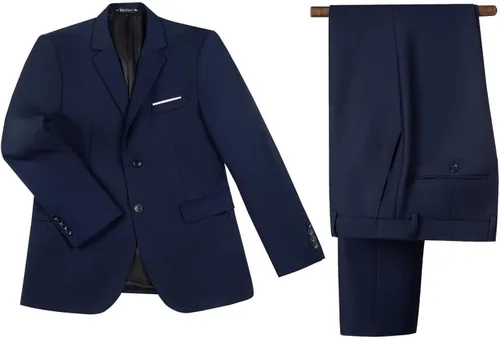 Vista 6 de Qisuma Trajes de rayas para hombre, ajuste delgado, 3 piezas, traje de baile de graduación, traje de boda, esmoquin para hombre, chaqueta, chaleco