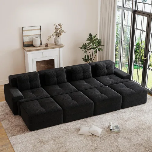 Vista 12 de Sofás modulares convertibles de 82 pulgadas, sofás en forma de L de asiento profundo para sala de estar, sofá moderno de 2 plazas con 1 otomana