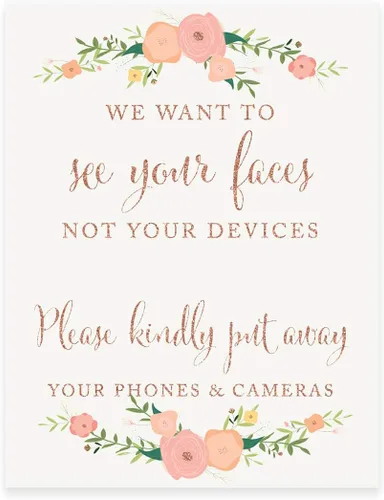 Vista 63 de Andaz Press Letreros de fiesta de boda, purpurina de oro rosa sintético con flores, 8.5 x 11 pulgadas, resalta tu versículo bíblico favorito