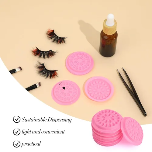 Vista 6 de 100 soportes para pegamento de pestañas postizas, bandejas de pestañas para extensiones, almohadillas de plástico desechables para paletas