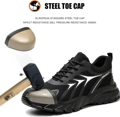 Vista 2 de LIWEGHT Zapatos de punta de acero para mujer, zapatos de seguridad ligeros para mujer, cómodos zapatos de punta de acero compuestos, zapatos