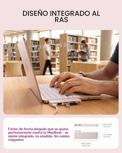 Vista 4 de Satechi Concentrador a presión USB-C 6 en 2, HDMI 4K/60Hz, para MacBook Neo, Blush