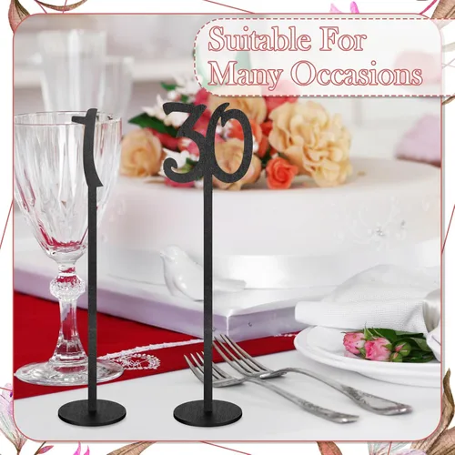Vista 4 de 30 números de mesa de madera para bodas del 1 al 30 para soportes de recepción, números de mesa de asiento con base de soporte para bodas, fiestas