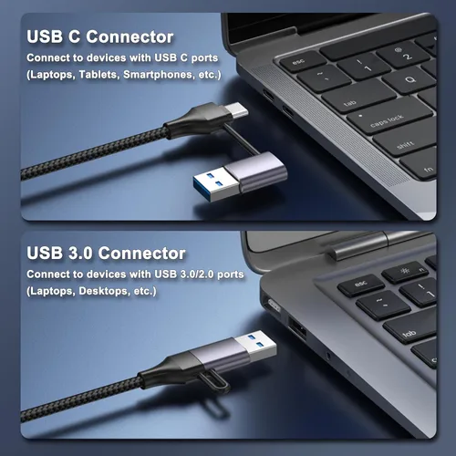 Vista 3 de Adaptador Ethernet USB, 2 en 1 USB C/USB 3.0 a RJ45 1000Mbps Gigabit Ethernet Adaptador de red LAN para MacBook Pro/Air, iPad Pro, iPhone15/15Pro